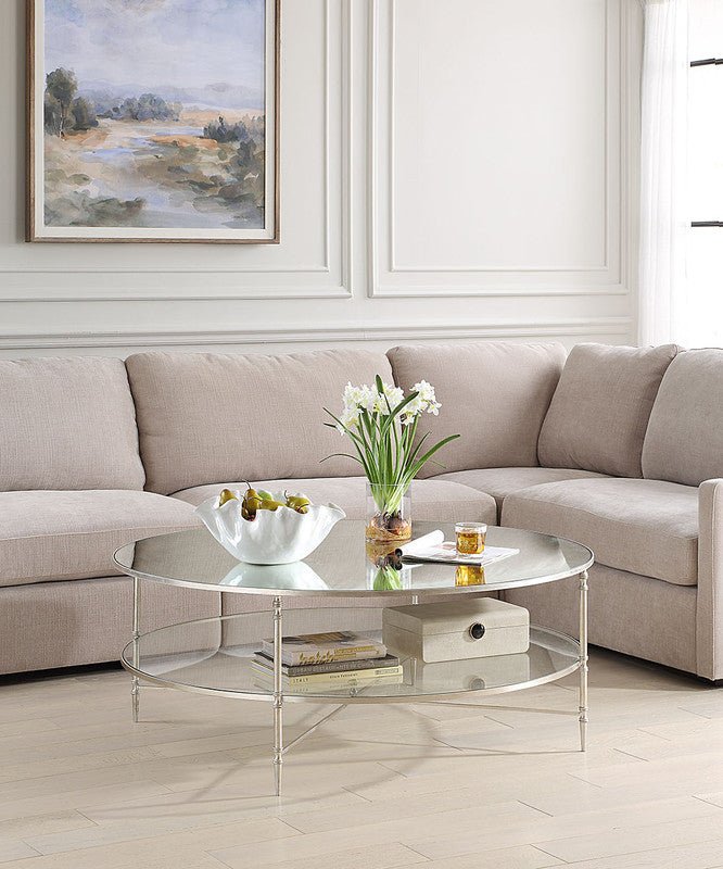 Henzler 126 W x 49 H x 126 D Silver Round Coffee Table with Mirror Top Coffee Tables| Uttermost