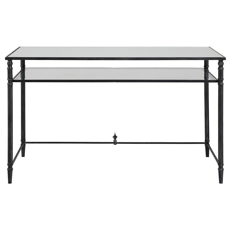 Henzler 132 W x 76 H x 71 D Rectangle Desk with Mirror Top - Al Rugaib Furniture