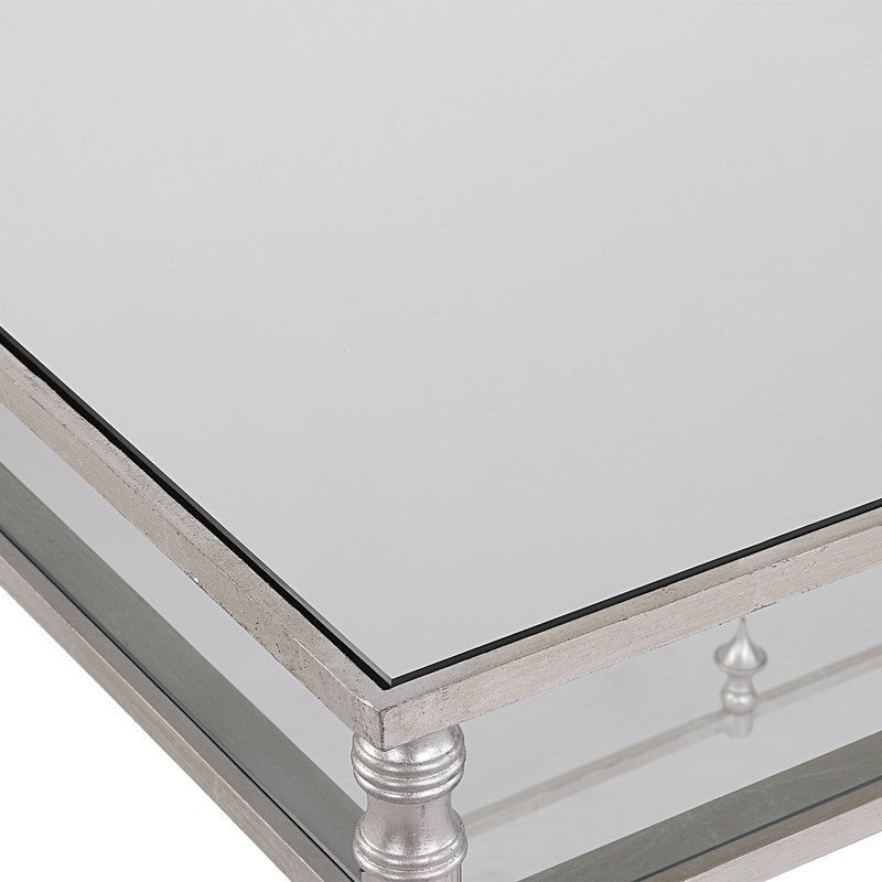 Henzler 132 W x 76 H x 71 D Rectangle Desk with Mirror Top - Al Rugaib Furniture