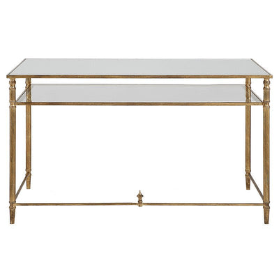 Henzler 132 W x 76 H x 71 D Rectangle Desk with Mirror Top - Al Rugaib Furniture