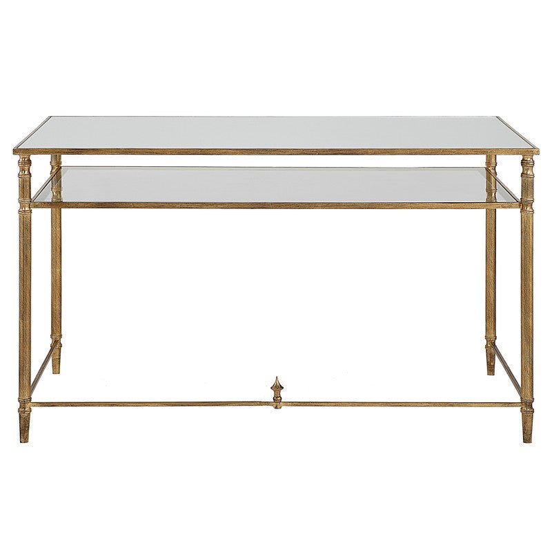 Henzler 132 W x 76 H x 71 D Rectangle Desk with Mirror Top - Al Rugaib Furniture