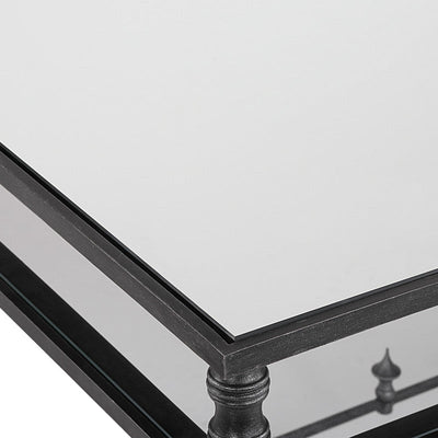 Henzler 132 W x 76 H x 71 D Rectangle Desk with Mirror Top - Al Rugaib Furniture