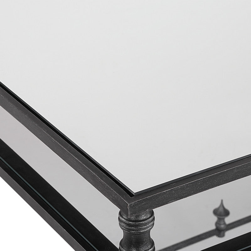 Henzler 132 W x 76 H x 71 D Rectangle Desk with Mirror Top - Al Rugaib Furniture