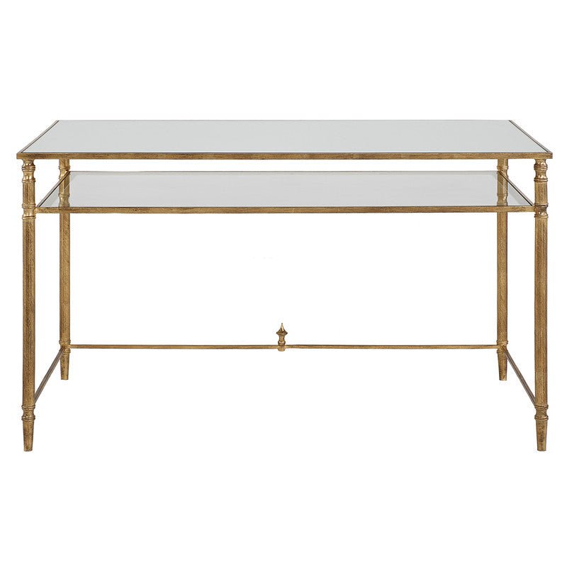 Henzler 132 W x 76 H x 71 D Rectangle Desk with Mirror Top - Al Rugaib Furniture