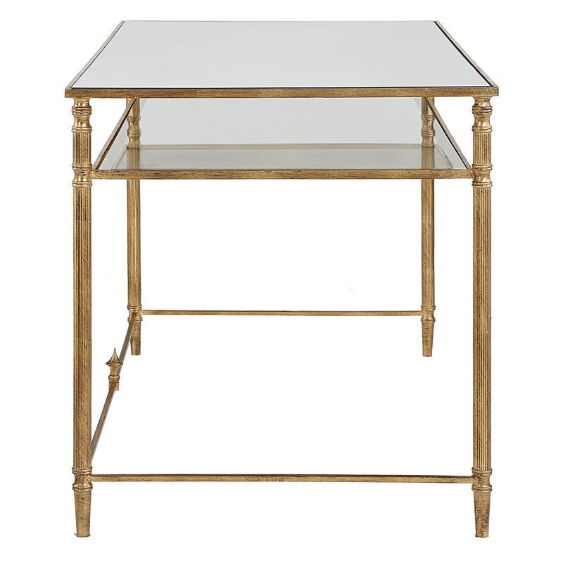 Henzler 132 W x 76 H x 71 D Rectangle Desk with Mirror Top - Al Rugaib Furniture