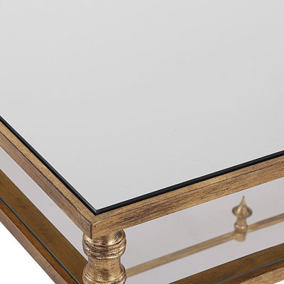 Henzler 132 W x 76 H x 71 D Rectangle Desk with Mirror Top - Al Rugaib Furniture