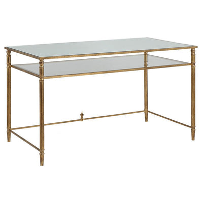 Henzler 132 W x 76 H x 71 D Rectangle Desk with Mirror Top - Al Rugaib Furniture