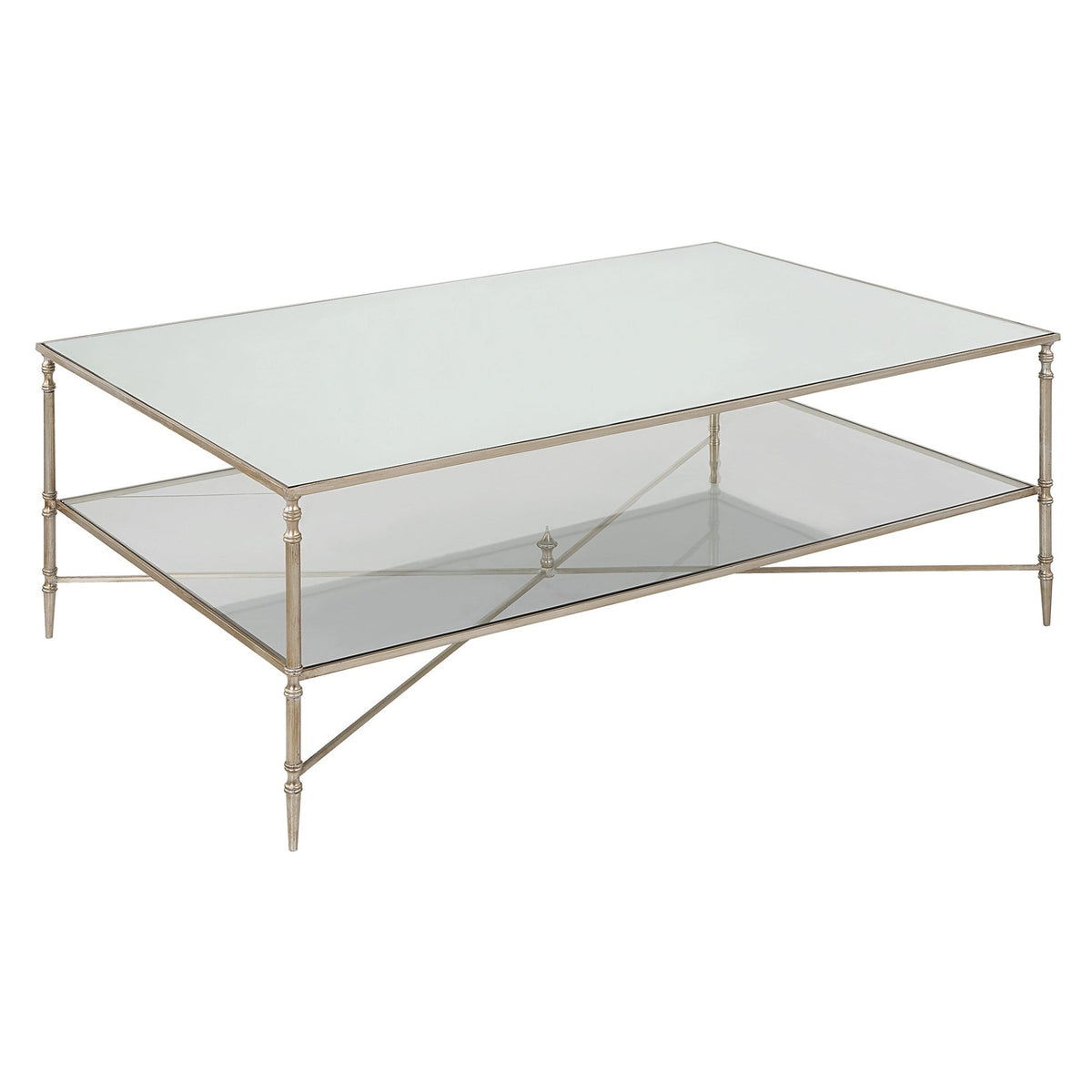 Henzler 136 W x 48 H x 86 D Champagne Rectangle Coffee Table with Mirror Top Coffee Tables| Uttermost