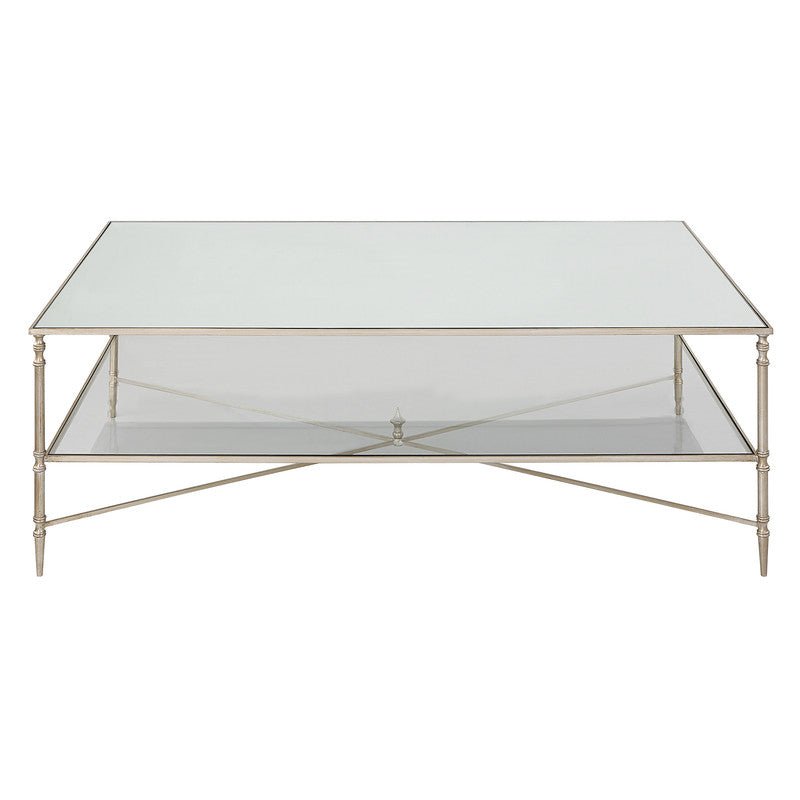 Henzler 136 W x 48 H x 86 D Silver Rectangle Coffee Table with Mirror Top Coffee Tables| Uttermost