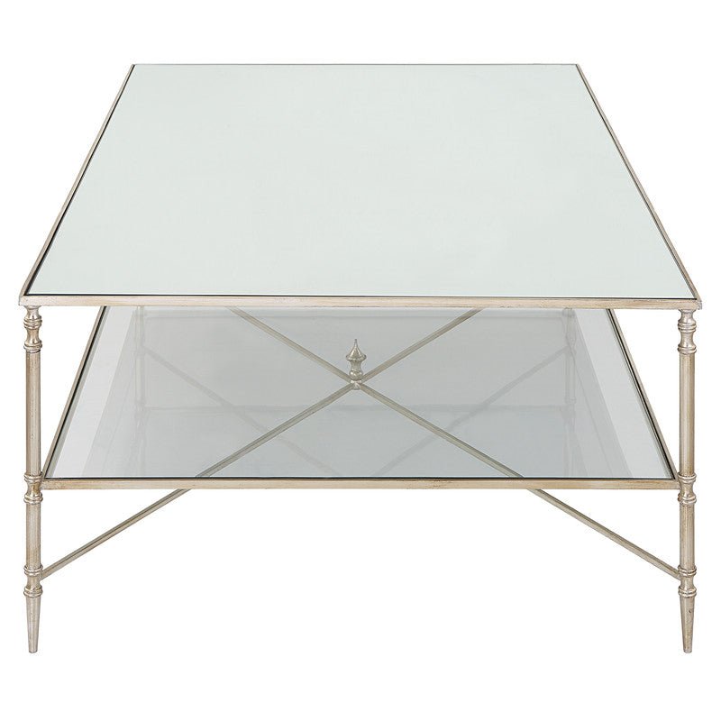 Henzler 136 W x 48 H x 86 D Silver Rectangle Coffee Table with Mirror Top Coffee Tables| Uttermost