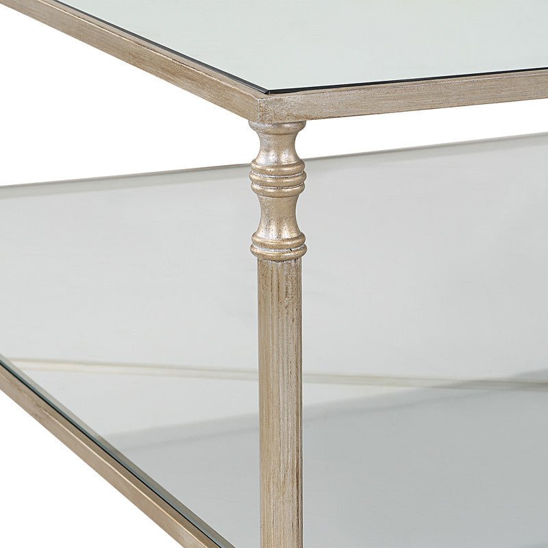 Henzler 136 W x 48 H x 86 D Silver Rectangle Coffee Table with Mirror Top Coffee Tables| Uttermost