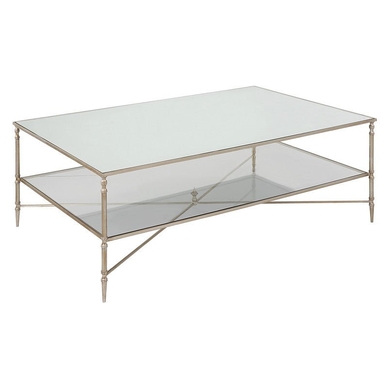 Henzler 136 W x 48 H x 86 D Silver Rectangle Coffee Table with Mirror Top Coffee Tables| Uttermost