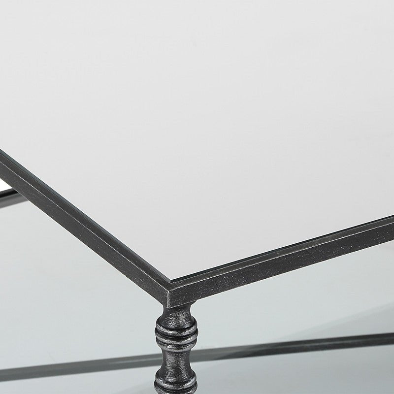 Henzler 151 W x 48 H x 60 D Black Rectangle Coffee Table with Mirror Top Coffee Tables| Uttermost
