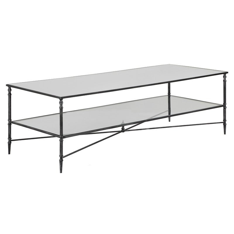 Henzler 151 W x 48 H x 60 D Black Rectangle Coffee Table with Mirror Top Coffee Tables| Uttermost