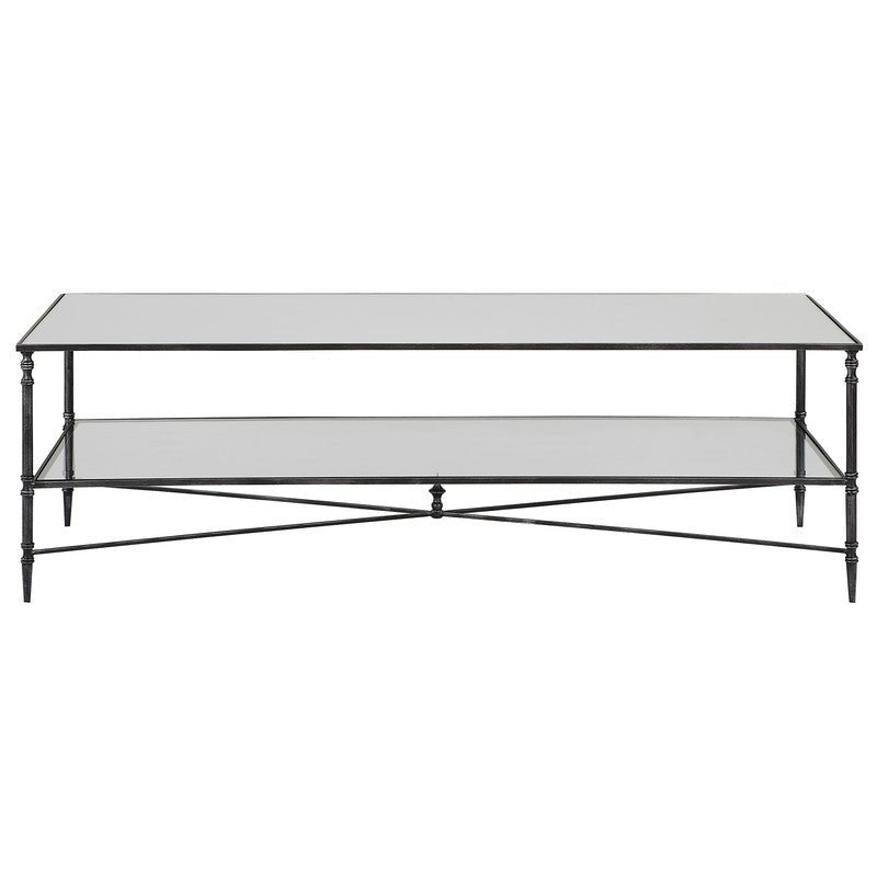 Henzler 151 W x 48 H x 60 D Black Rectangle Coffee Table with Mirror Top Coffee Tables| Uttermost