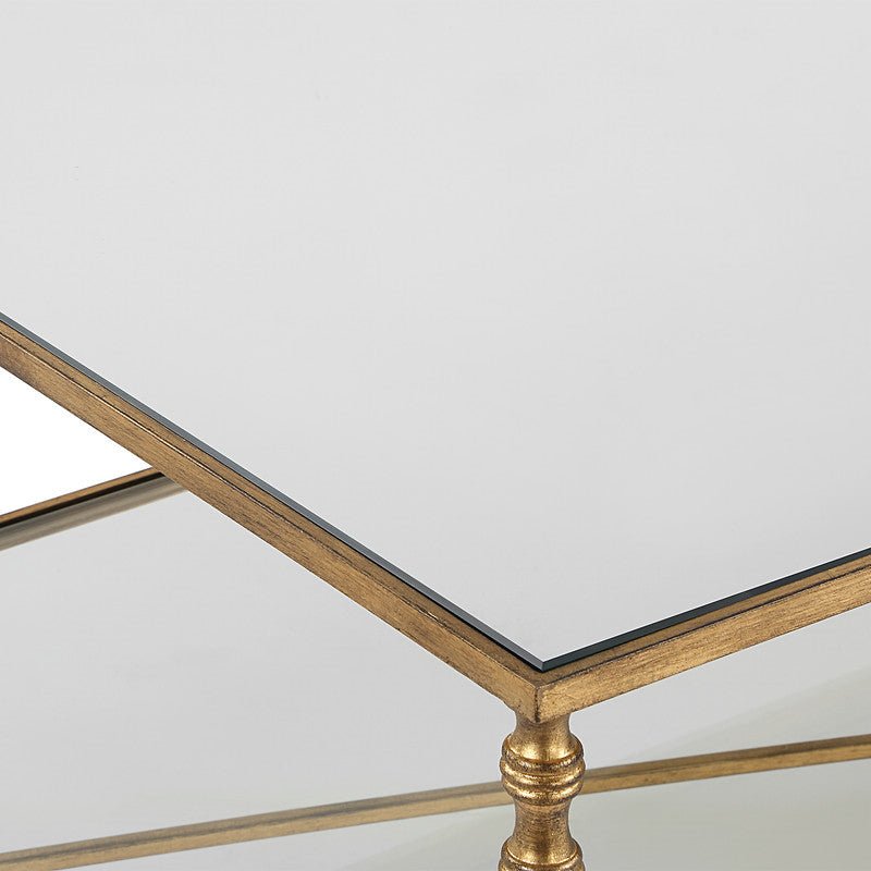 Henzler 151 W x 48 H x 60 D Gold Rectangle Coffee Table with Mirror Top Coffee Tables| Uttermost