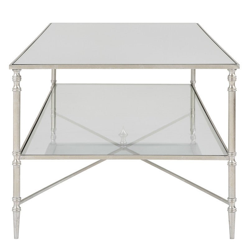 Henzler 151 W x 48 H x 60 D Silver Rectangle Coffee Table with Mirror Top Coffee Tables| Uttermost