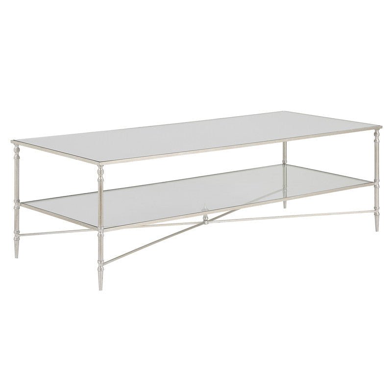 Henzler 151 W x 48 H x 60 D Silver Rectangle Coffee Table with Mirror Top Coffee Tables| Uttermost