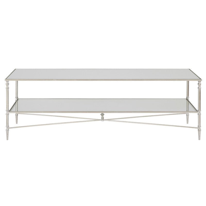 Henzler 151 W x 48 H x 60 D Silver Rectangle Coffee Table with Mirror Top Coffee Tables| Uttermost