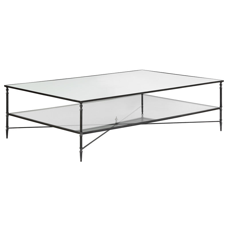 Henzler 169 W x 48 H x 108 D Black Rectangle Coffee Table with Mirror Top Coffee Tables| Uttermost