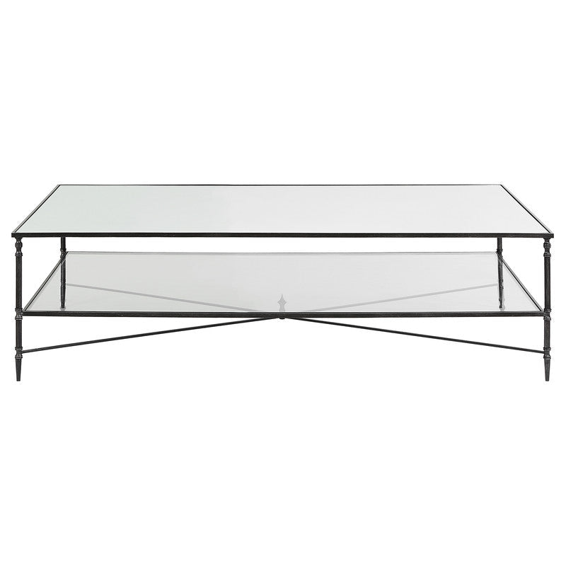 Henzler 169 W x 48 H x 108 D Black Rectangle Coffee Table with Mirror Top Coffee Tables| Uttermost