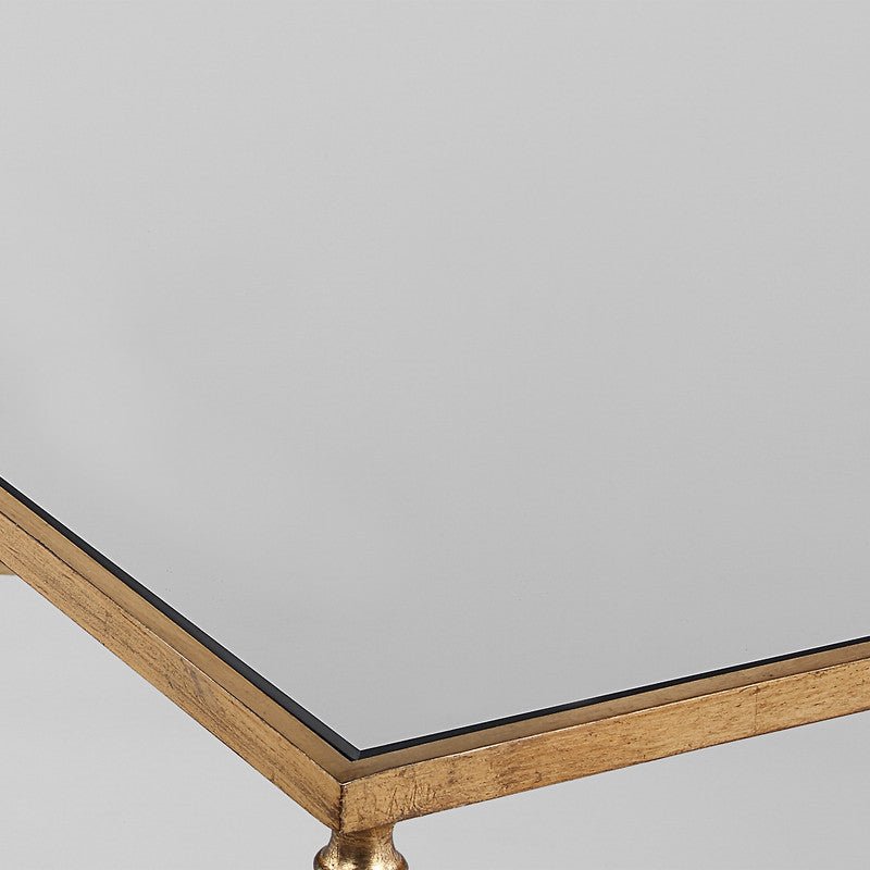 Henzler 169 W x 48 H x 108 D Gold Rectangle Coffee Table with Mirror Top Coffee Tables| Uttermost