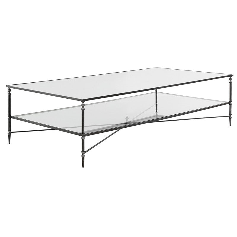 Henzler 181 W x 48 H x 91 D Black Rectangle Coffee Table with Mirror Top Coffee Tables| Uttermost