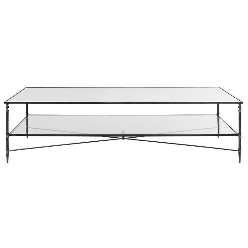 Henzler 181 W x 48 H x 91 D Black Rectangle Coffee Table with Mirror Top Coffee Tables| Uttermost