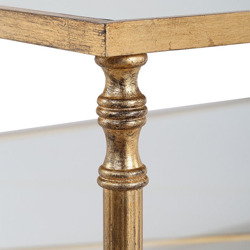 Henzler 181 W x 48 H x 91 D Gold Rectangle Coffee Table with Mirror Top Coffee Tables| Uttermost
