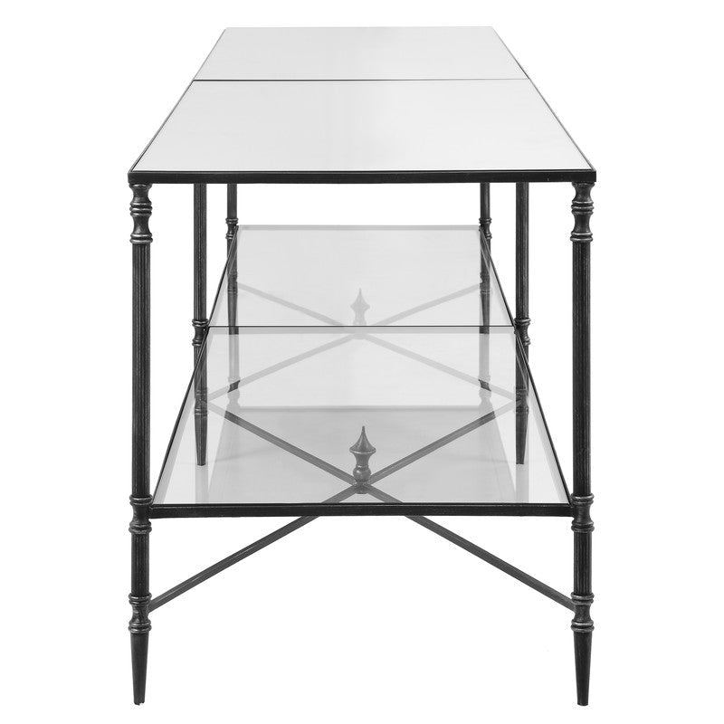 Henzler 200 W x 56 H x 48 D Black Tv unit with Mirror Top TV Units| Uttermost
