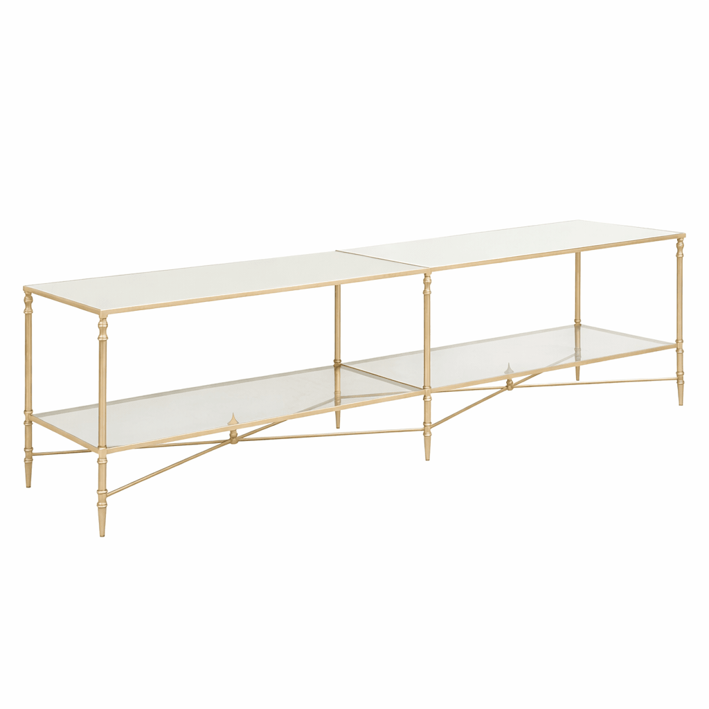 Henzler 200 W x 56 H x 48 D Champagne Tv unit with Mirror Top TV Units| Uttermost