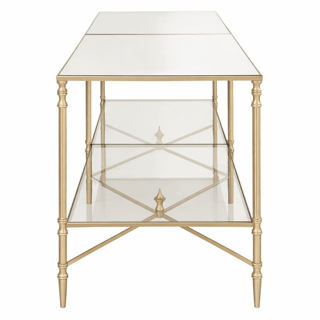 Henzler 200 W x 56 H x 48 D Champagne Tv unit with Mirror Top TV Units| Uttermost
