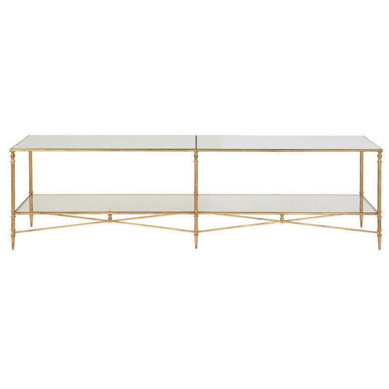 Henzler 200 W x 56 H x 48 D Gold Tv unit with Mirror Top TV Units| Uttermost