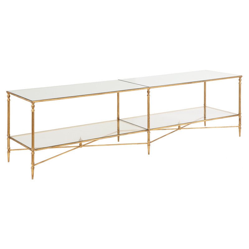 Henzler 200 W x 56 H x 48 D Gold Tv unit with Mirror Top TV Units| Uttermost