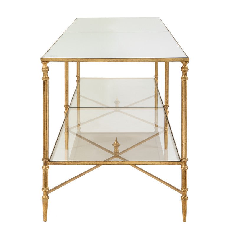 Henzler 200 W x 56 H x 48 D Gold Tv unit with Mirror Top TV Units| Uttermost