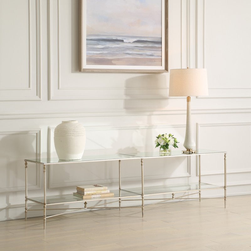 Henzler 200 W x 56 H x 48 D Silver Tv unit with Mirror Top TV Units| Uttermost