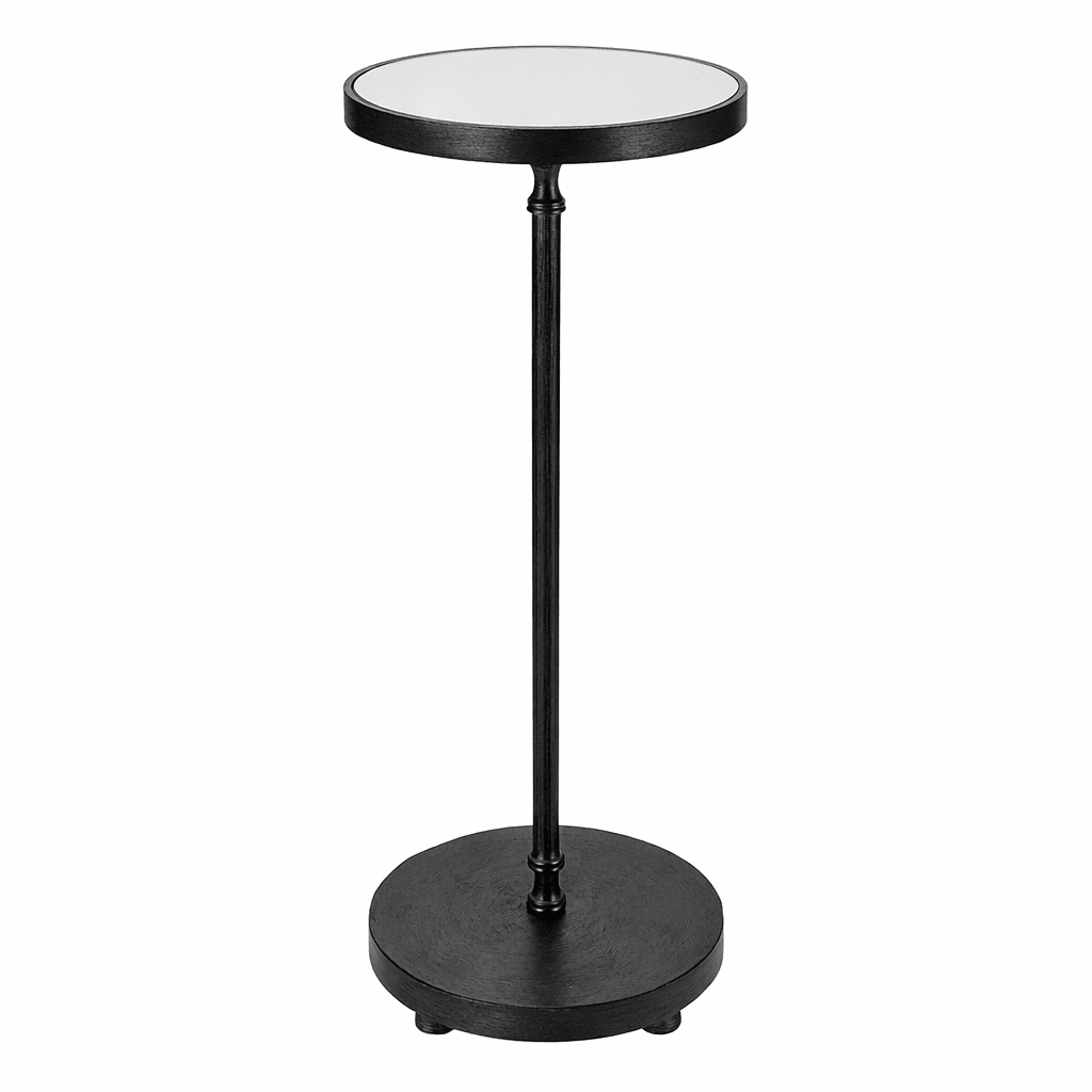 Henzler 22 W x 58 H x 22 D Black Round Accent Table with Mirror Top Accent & End Tables| Uttermost