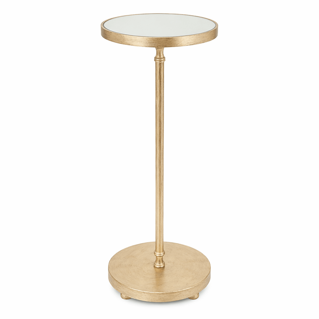 Henzler 22 W x 58 H x 22 D Champagne Round Accent Table with Mirror Top Accent & End Tables| Uttermost