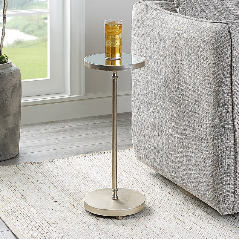 Henzler 22 W x 58 H x 22 D Silver Round Accent Table with Mirror Top Accent & End Tables| Uttermost