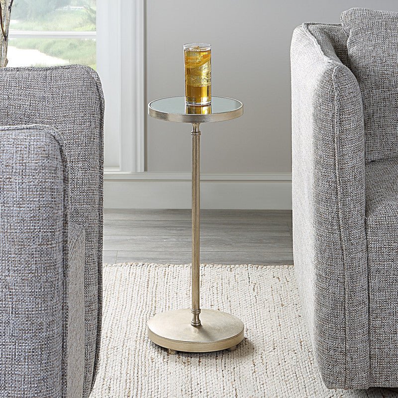 Henzler 22 W x 58 H x 22 D Silver Round Accent Table with Mirror Top Accent & End Tables| Uttermost