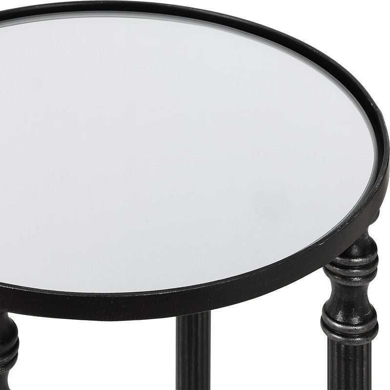 Henzler 25 W x 63 H x 25 D Black Round Accent Table with Mirror Top Accent & End Tables| Uttermost