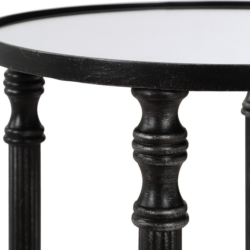 Henzler 25 W x 63 H x 25 D Black Round Accent Table with Mirror Top Accent & End Tables| Uttermost