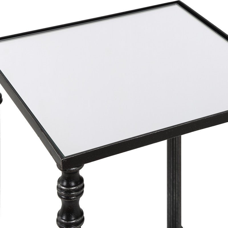 Henzler 25 W x 63 H x 25 D Black Square Accent Table with Mirror Top Accent & End Tables| Uttermost