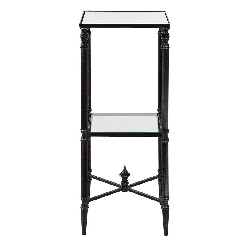 Henzler 25 W x 63 H x 25 D Black Square Accent Table with Mirror Top Accent & End Tables| Uttermost