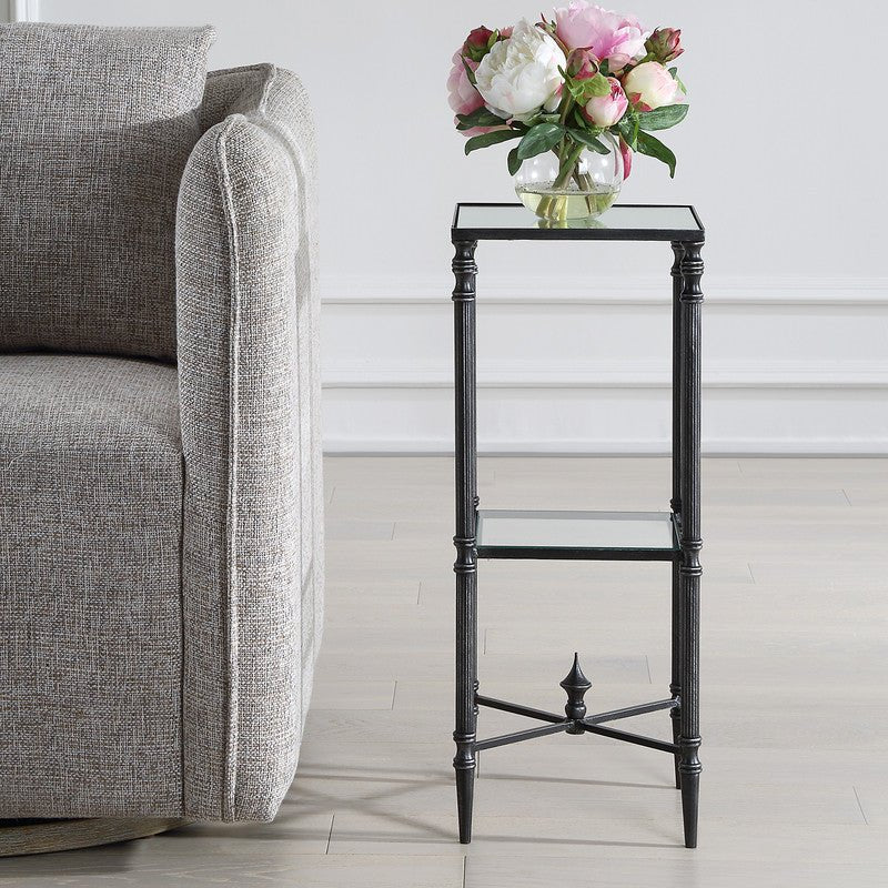 Henzler 25 W x 63 H x 25 D Black Square Accent Table with Mirror Top Accent & End Tables| Uttermost