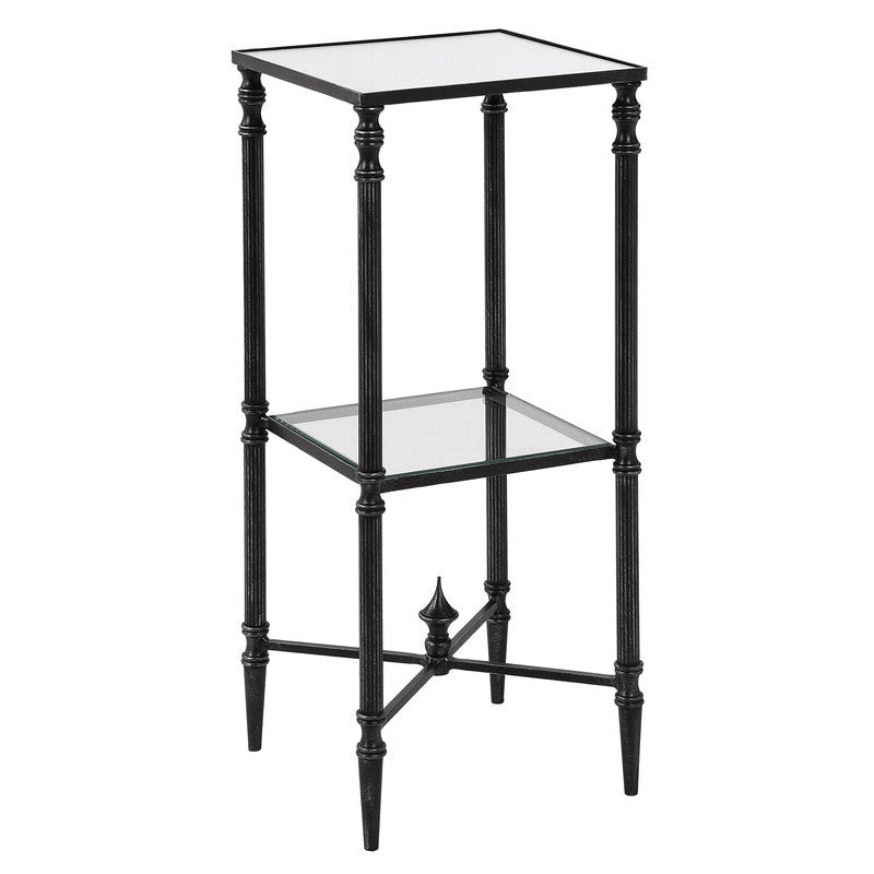 Henzler 25 W x 63 H x 25 D Black Square Accent Table with Mirror Top Accent & End Tables| Uttermost