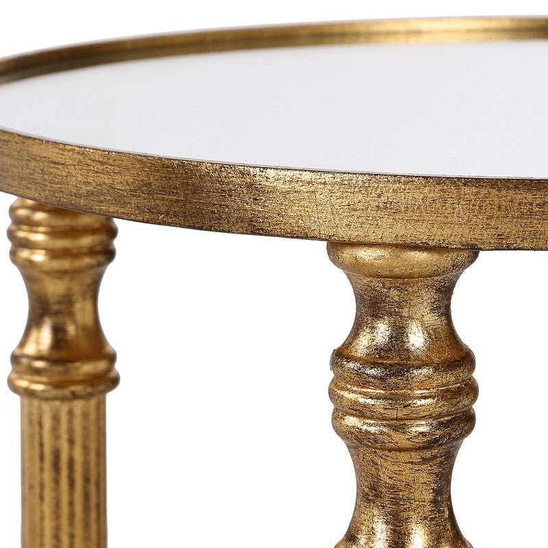 Henzler 25 W x 63 H x 25 D Gold Round Accent Table with Mirror Top Accent & End Tables| Uttermost