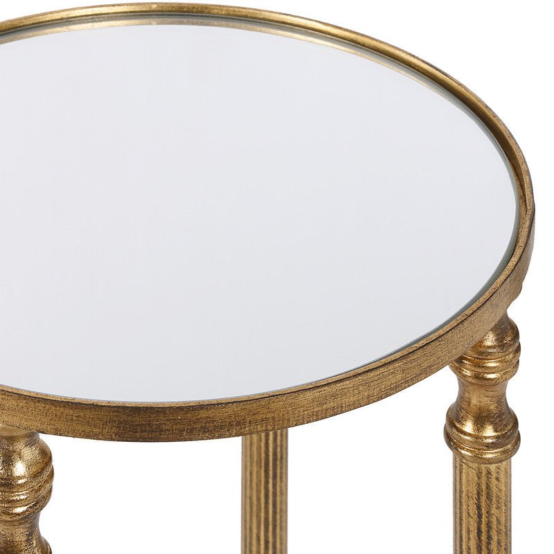 Henzler 25 W x 63 H x 25 D Gold Round Accent Table with Mirror Top Accent & End Tables| Uttermost