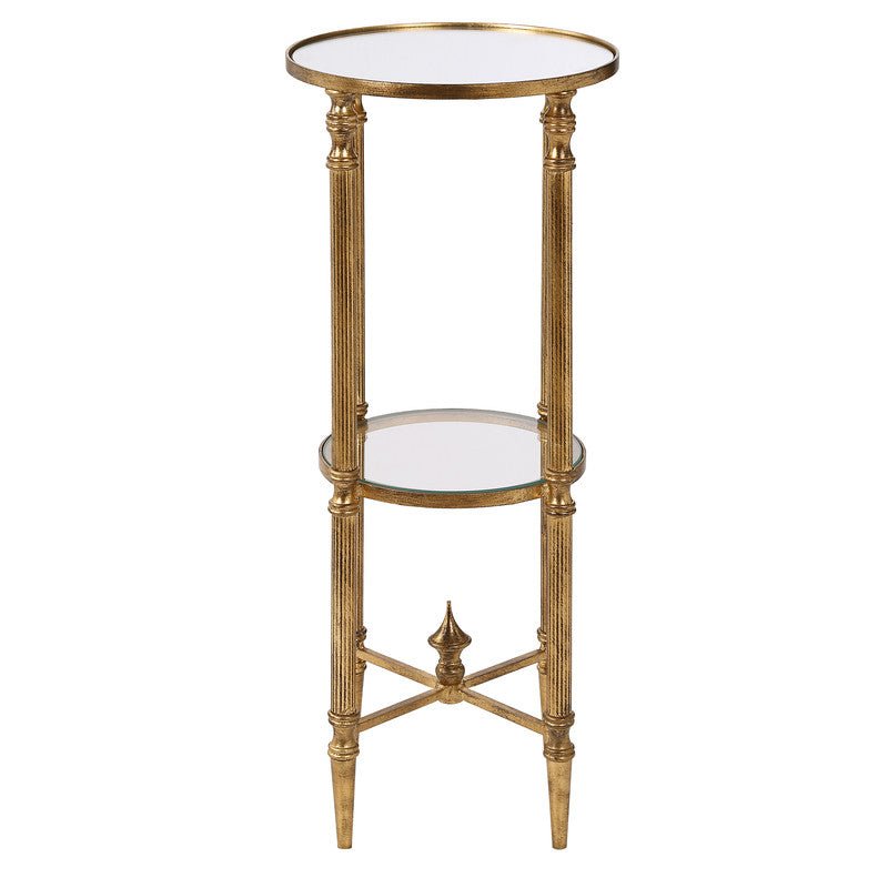Henzler 25 W x 63 H x 25 D Gold Round Accent Table with Mirror Top Accent & End Tables| Uttermost