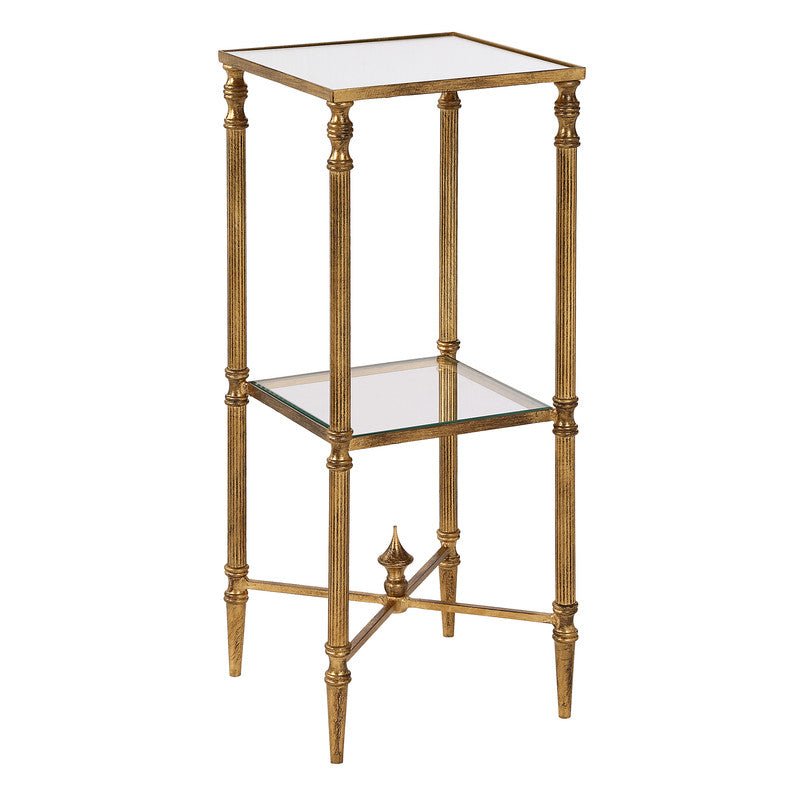 Henzler 25 W x 63 H x 25 D Gold Square Accent Table with Mirror Top Accent & End Tables| Uttermost